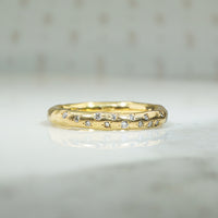 Estate 18k Gold and Diamond Molten Band