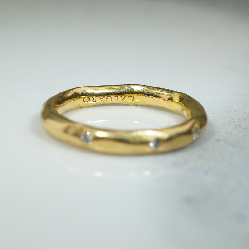 Estate 18k Gold and Diamond Molten Band
