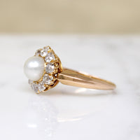 Perfectly Proportioned Pearl & Old Cut Diamond Ring