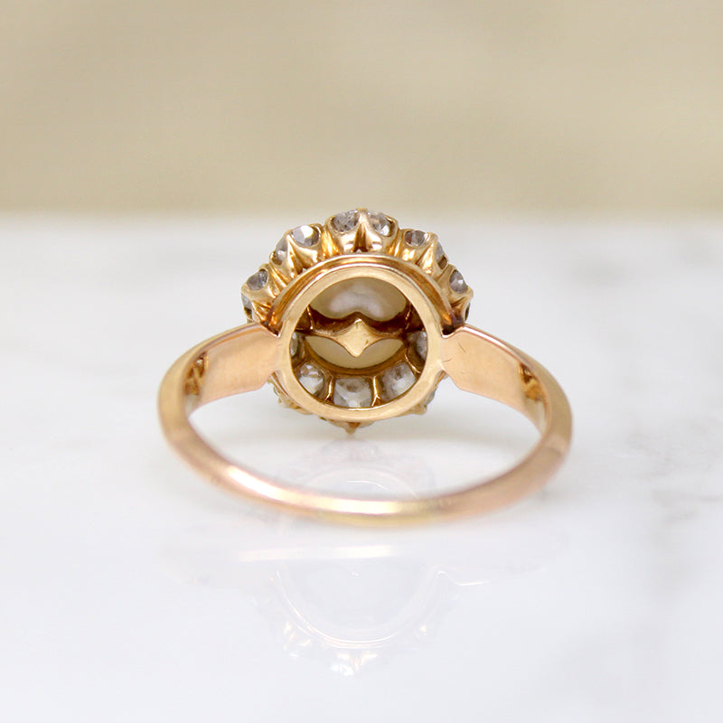 Perfectly Proportioned Pearl & Old Cut Diamond Ring