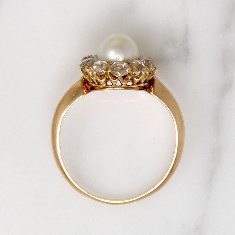 Perfectly Proportioned Pearl & Old Cut Diamond Ring