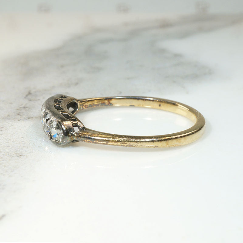 Delightful Old Diamonds in Silver & Gold Band