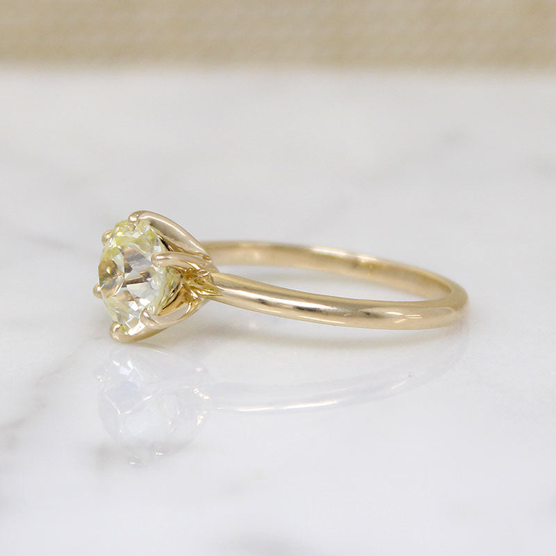 Pale Yellow 1.79ct Old European Cut Diamond Solitaire