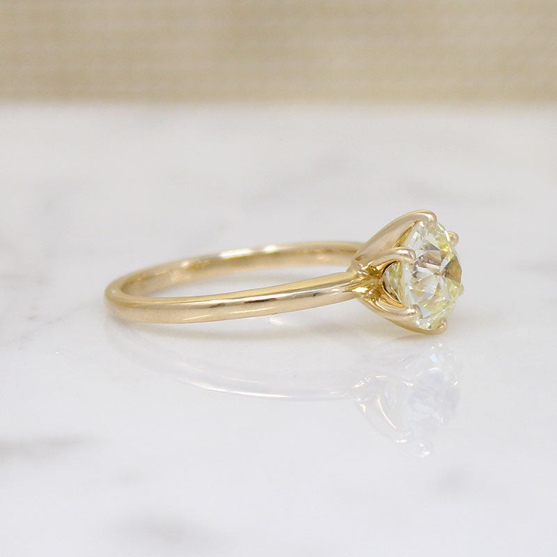 Pale Yellow 1.79ct Old European Cut Diamond Solitaire