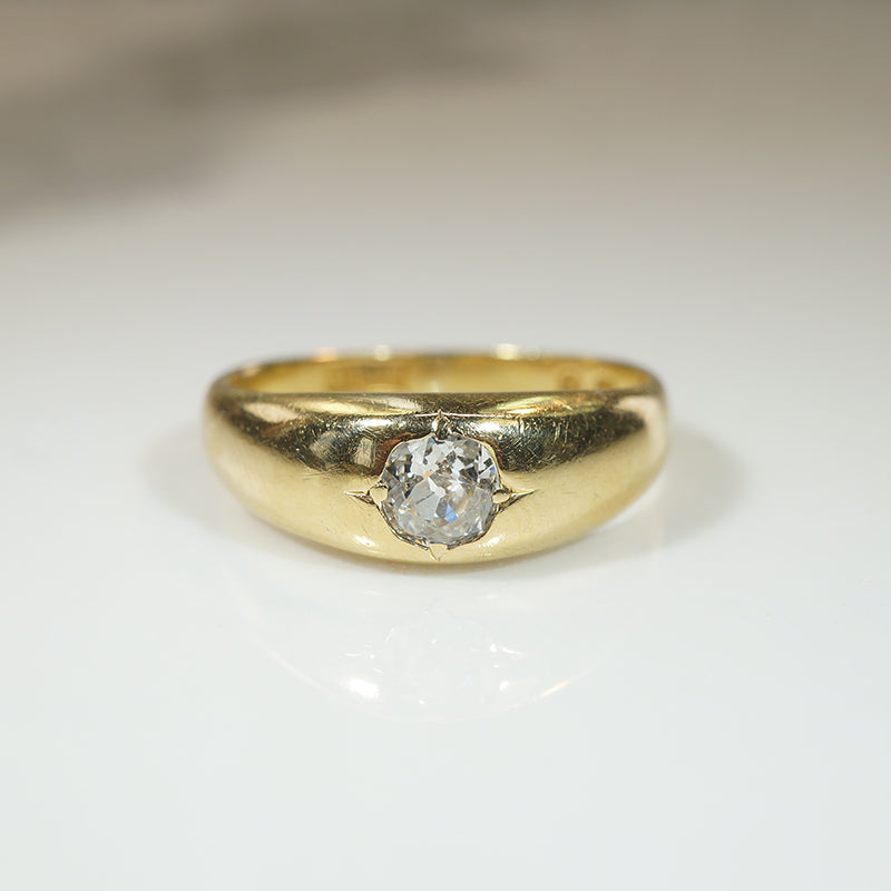 Buttery 18k Gypsy Band with Old Mine Cut Diamond