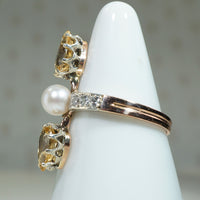 French Art Nouveau Diamond and Topaz Ring