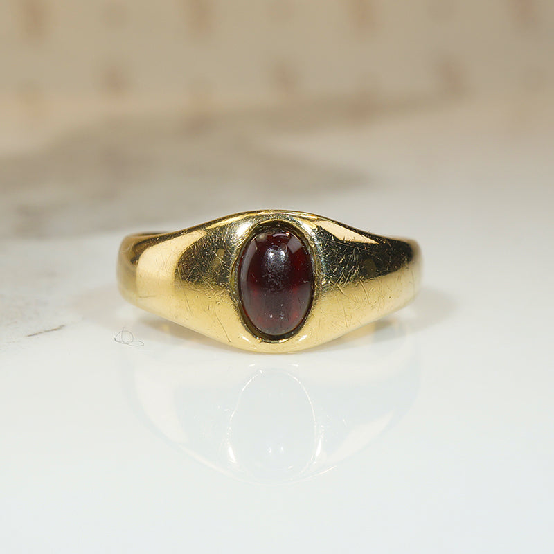 Glorious Garnet Cabochon 18k Gypsy Band