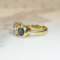 Diamond & Sapphire 1980s Trilogy Ring