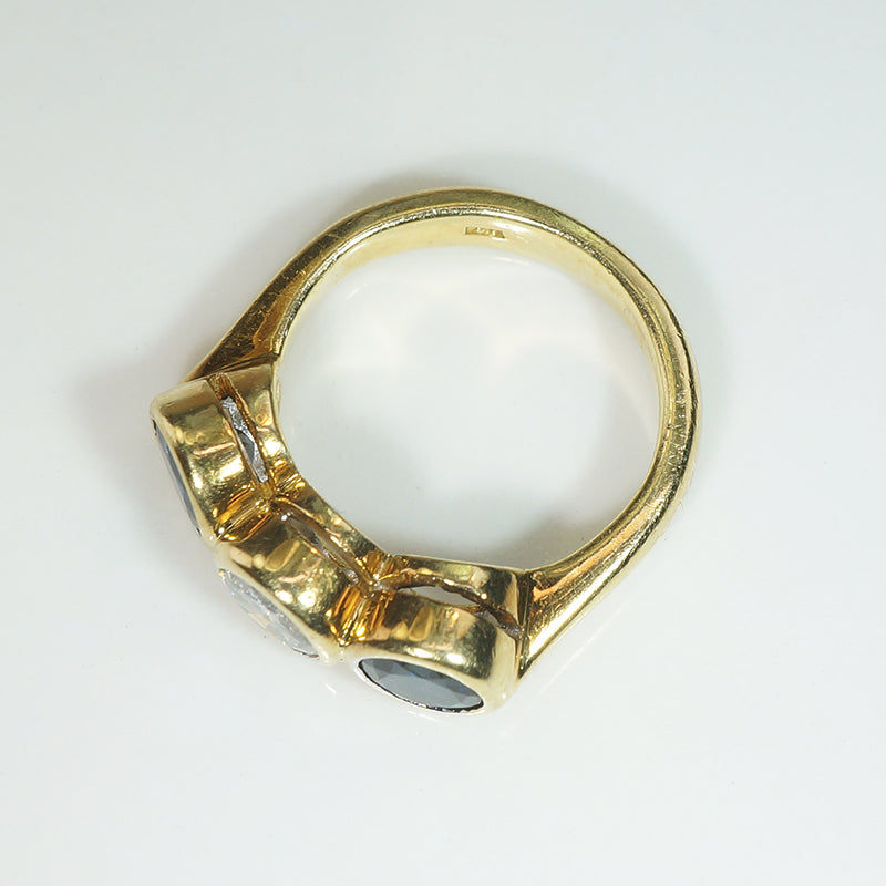 Diamond & Sapphire 1980s Trilogy Ring