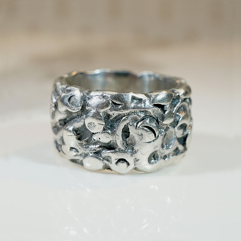 Surreal Fruit Tree Wide Sterling Silver Band