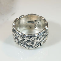 Surreal Fruit Tree Wide Sterling Silver Band