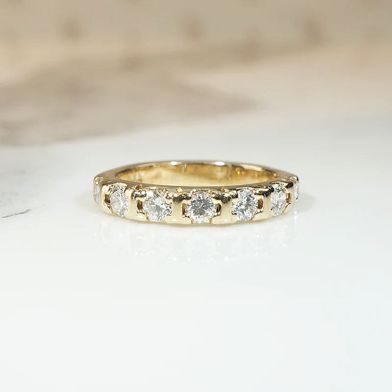 Modernist Seven Diamond Band in 14k Yellow Gold