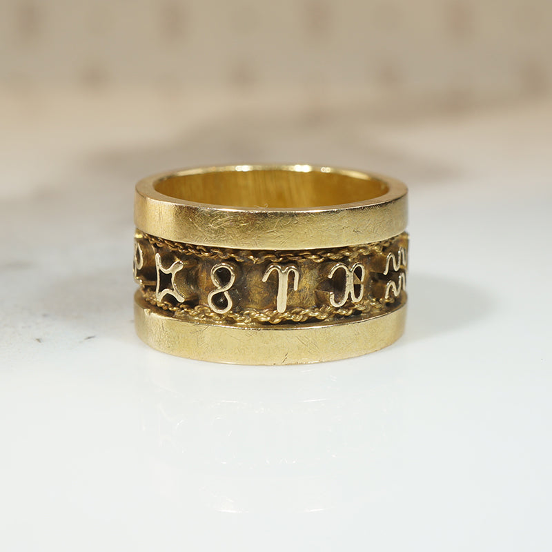 Rare 18k Gold Zodiac Symbol Band