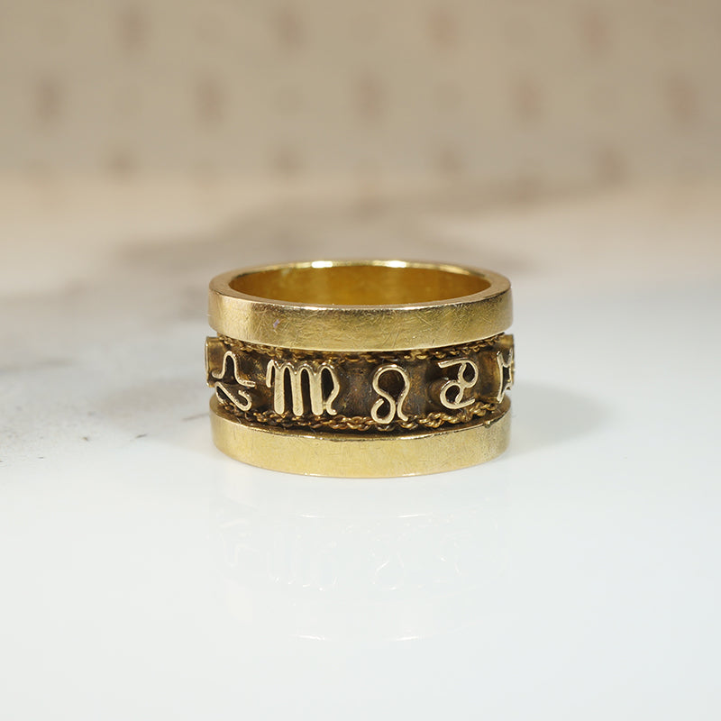 Rare 18k Gold Zodiac Symbol Band