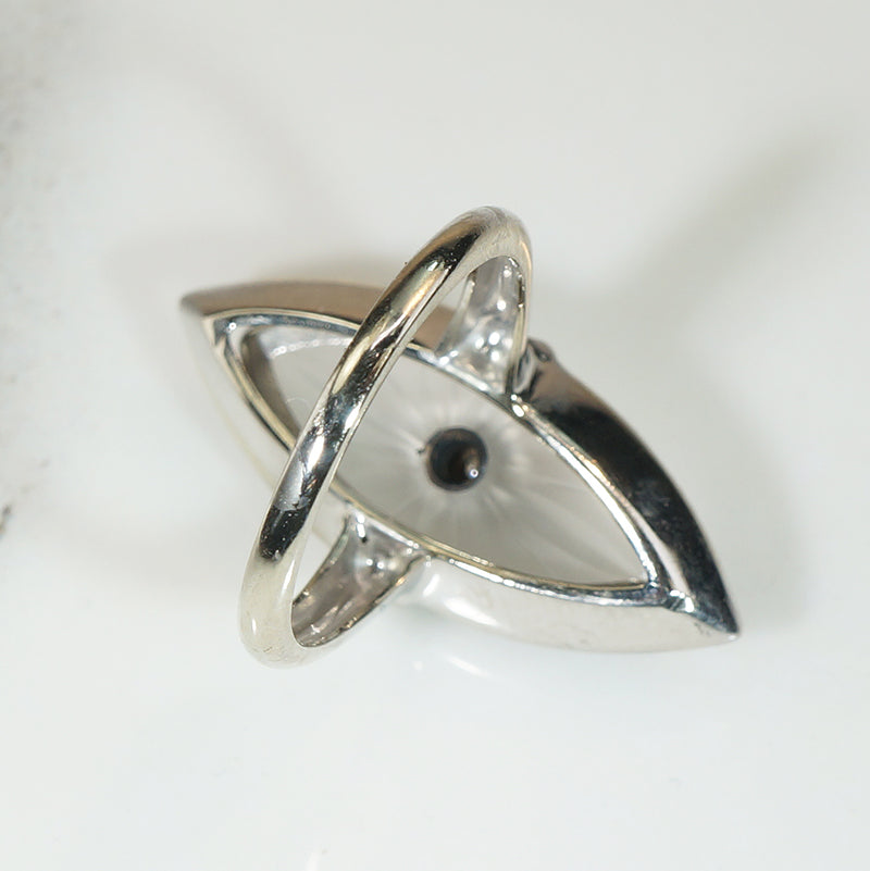 Vintage Camphor Glass Marquis White Gold Ring
