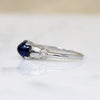 Velvety Cabochon Sapphire with Diamonds in Platinum Ring