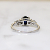 Velvety Cabochon Sapphire with Diamonds in Platinum Ring