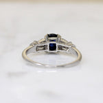 Velvety Cabochon Sapphire with Diamonds in Platinum Ring