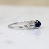 Velvety Cabochon Sapphire with Diamonds in Platinum Ring