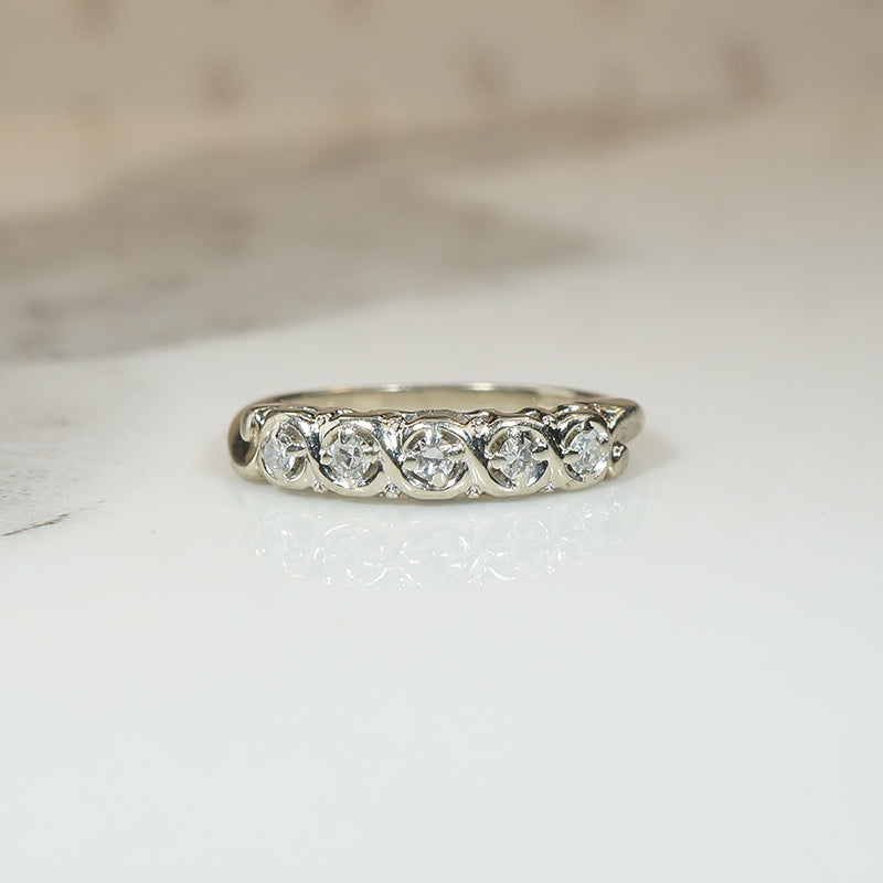 Lovely Vintage White Gold Diamond Band