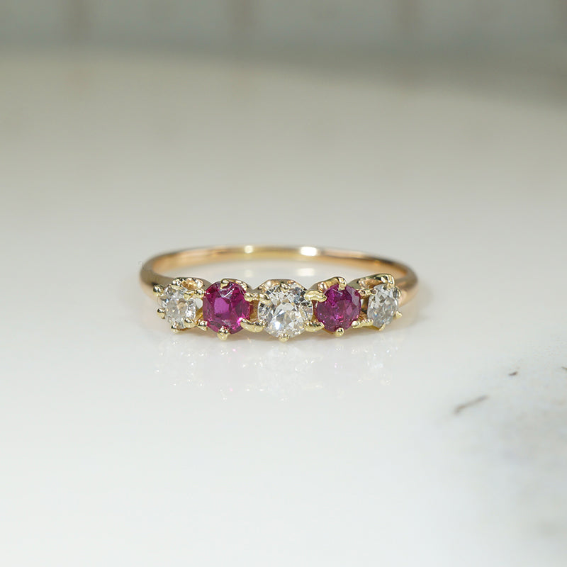 Elegant Victorian Diamond & Ruby Band