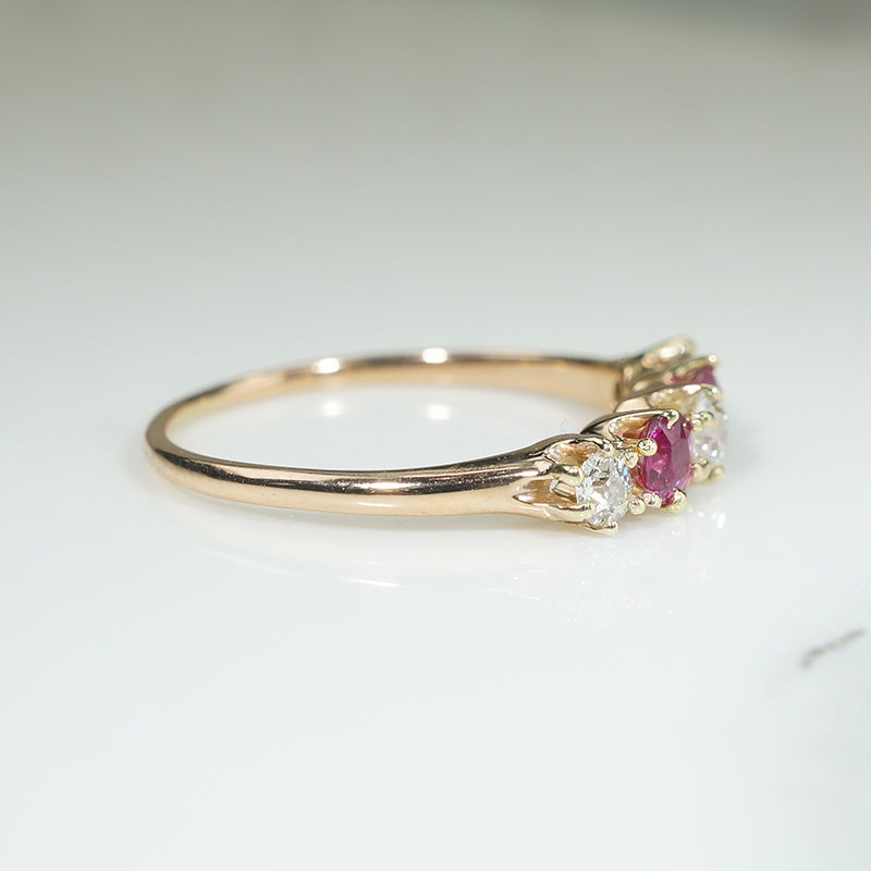 Elegant Victorian Diamond & Ruby Band