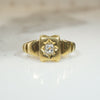 Lovely 18k Gold Old Mine Cut Diamond Panel Ring