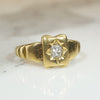 Lovely 18k Gold Old Mine Cut Diamond Panel Ring