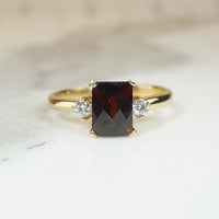 Almandine Garnet and Diamond Ring