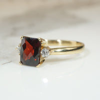 Almandine Garnet and Diamond Ring