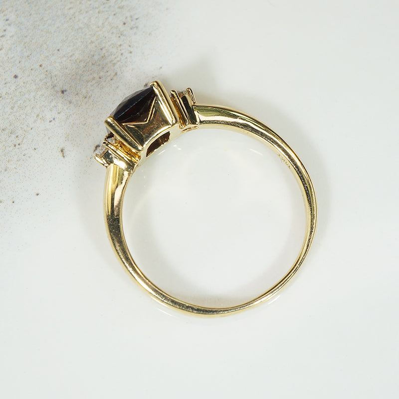 Almandine Garnet and Diamond Ring