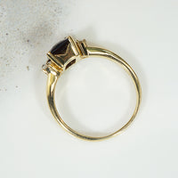 Almandine Garnet and Diamond Ring