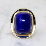 Monumental Lapis & 18k Gold Modernist Ring by Stittgen