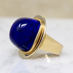 Monumental Lapis & 18k Gold Modernist Ring by Stittgen