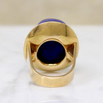 Monumental Lapis & 18k Gold Modernist Ring by Stittgen