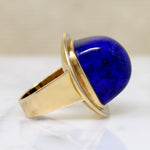 Monumental Lapis & 18k Gold Modernist Ring by Stittgen