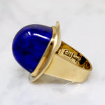 Monumental Lapis & 18k Gold Modernist Ring by Stittgen