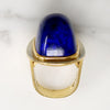 Monumental Lapis & 18k Gold Modernist Ring by Stittgen