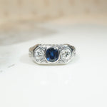 Remarkable Sapphire & Old Mine Diamond Edwardian Ring