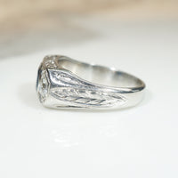 Remarkable Sapphire & Old Mine Cut Diamond Antique Engagement Ring