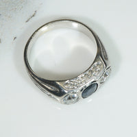 Remarkable Sapphire & Old Mine Cut Diamond Antique Engagement Ring