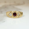 Scarlet Ruby & Sparkling Diamond Engraved Victorian Ring