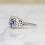 Captivating Cornflower Sapphire & Diamond 1930s Ring