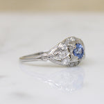 Captivating Cornflower Sapphire & Diamond 1930s Ring