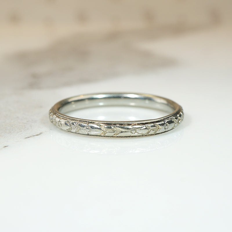 Forget-Me-Not Engraved Size 9 Wedding Band