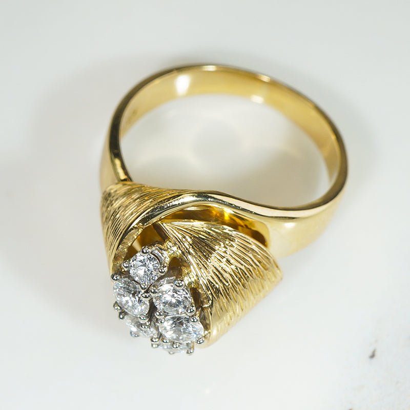 Diamond Cluster in 18k Gold Modernist Ring