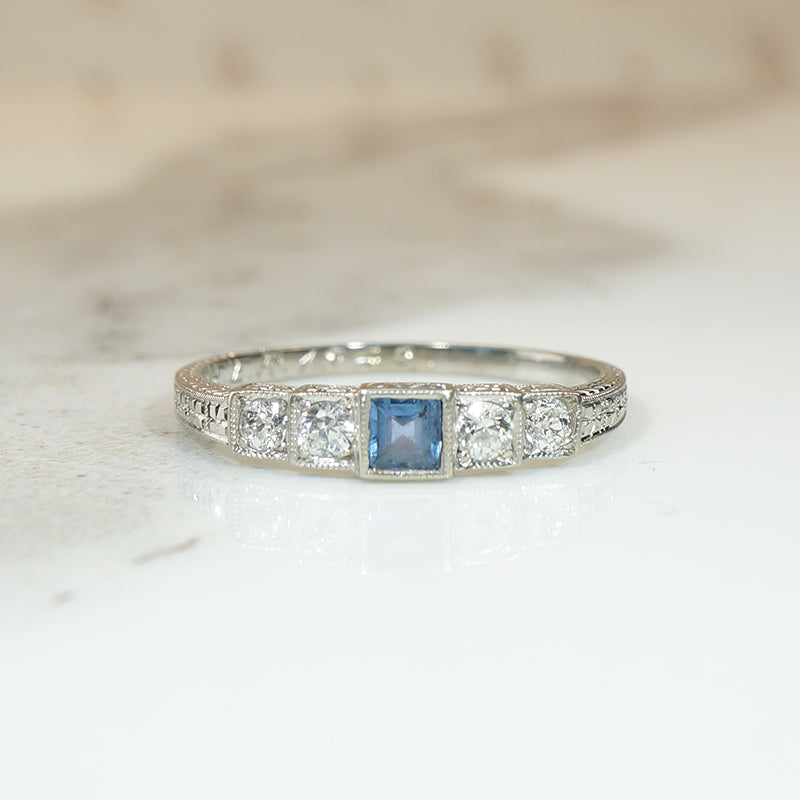 Exquisite Edwardian French Cut Sapphire & Diamond Band