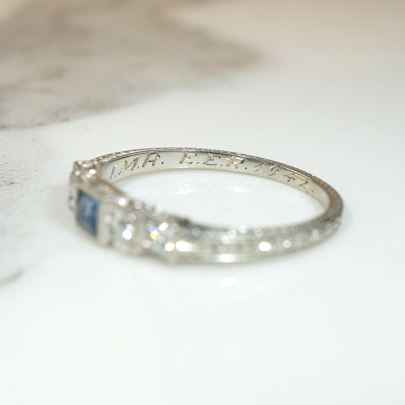 Exquisite Edwardian French Cut Sapphire & Diamond Band