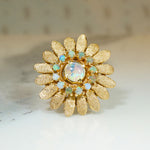 Flamboyant Flower Opal & Gold Pop Art Ring