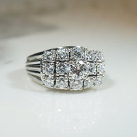 Impressive 1970s Wide Diamond & White Gold Band